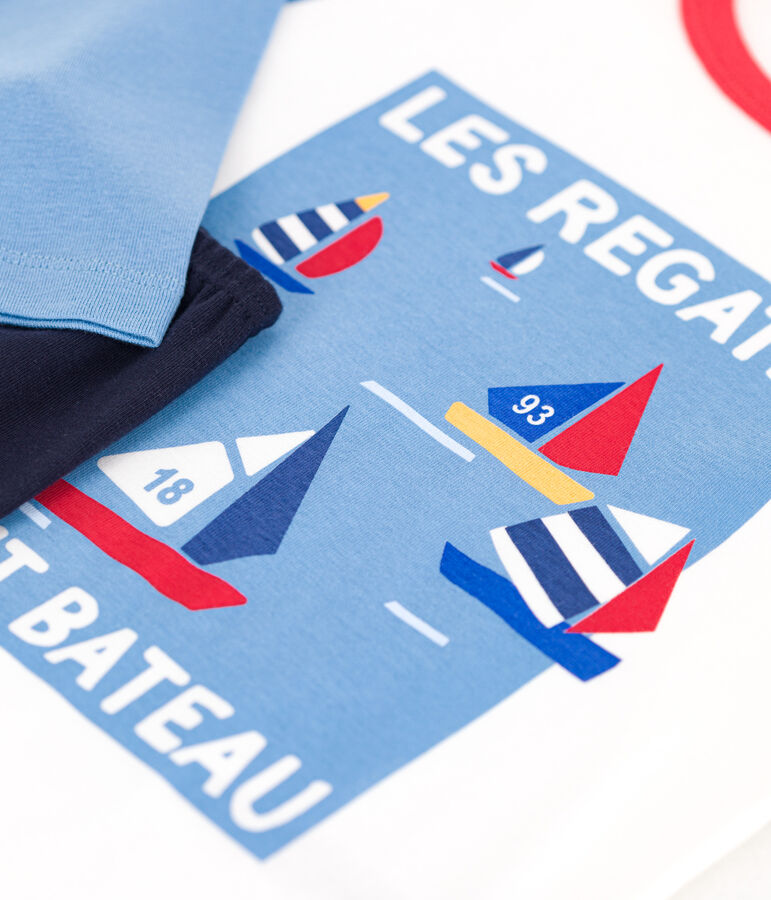 Pigiama a maniche lunghe in cotone bambino blu/multicolore