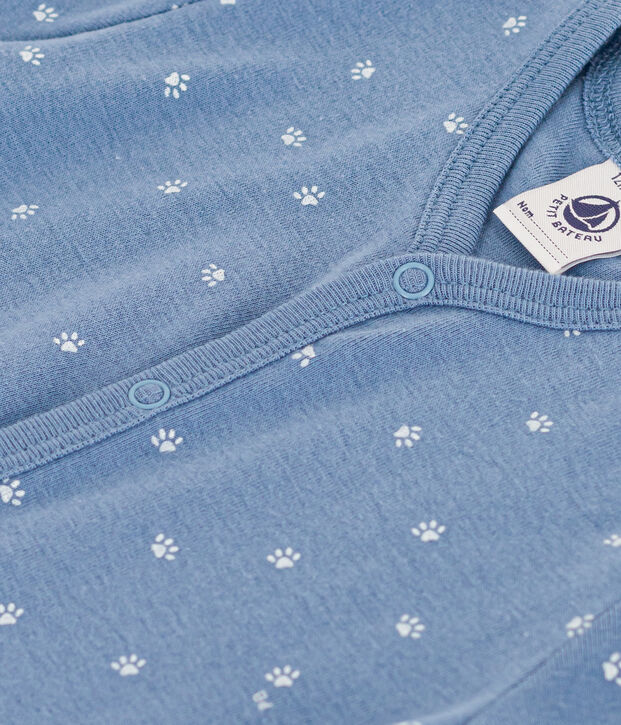 Tutina corta beb&egrave; in cotone blu/bianco