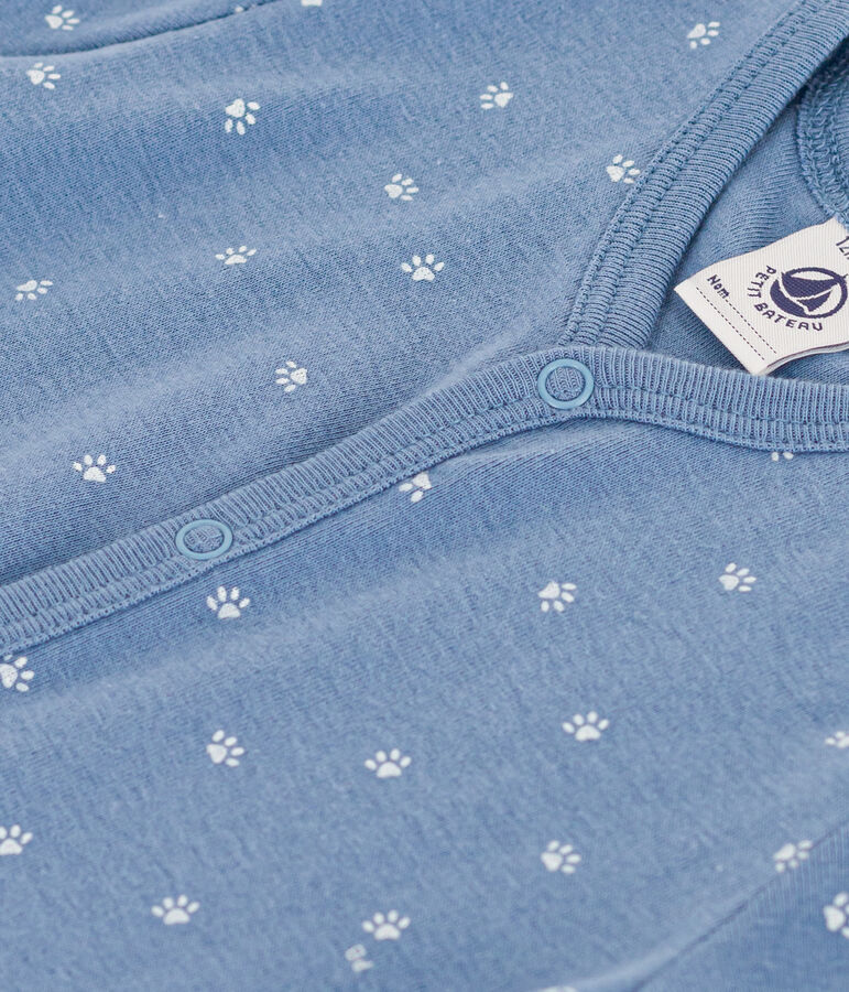 Tutina corta beb&egrave; in cotone blu/bianco