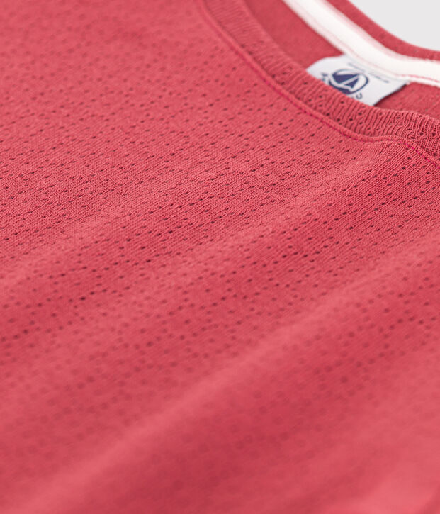 Pigiama corto bambina in cotone traforato tinta unita rosa