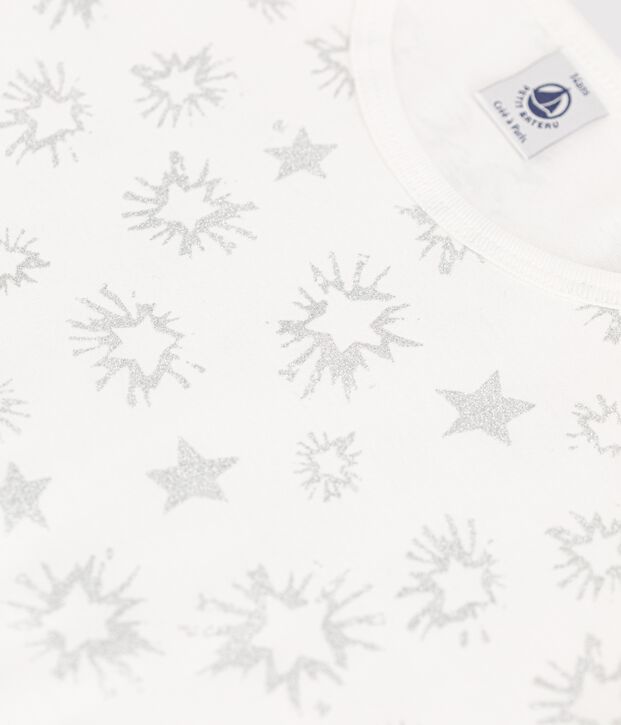 Pigiama ragazza fantasia a stelle in cotone bianco/multicolore