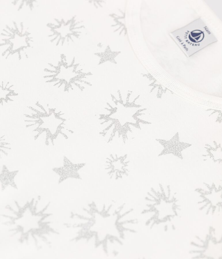 Pigiama ragazza fantasia a stelle in cotone bianco/multicolore