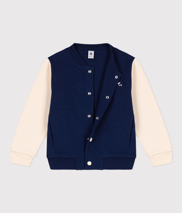 Teddy bambina / bambino in molleton blu/ecru