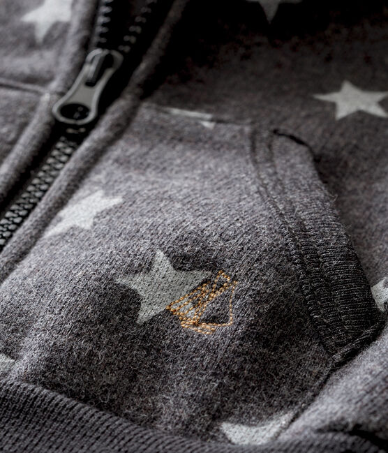 Felpa stampata con cappuccio per bebé maschio nero CITY/grigio GRIS