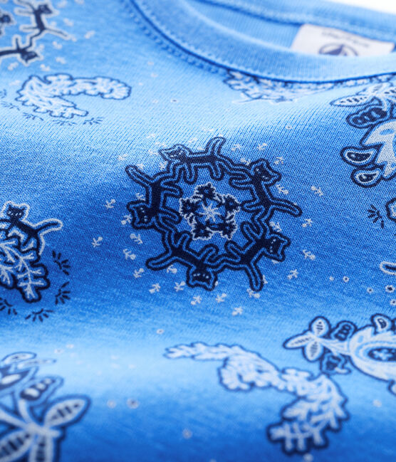 T-shirt bebè a maniche corte in cotone biologico con fantasia bandana blu BRASIER/bianco MULTICO