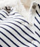 Tutina lunga bebè a costine in ovatta bianco MARSHMALLOW/blu SMOKING CN