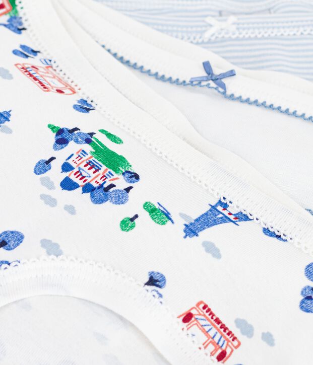 Set di slip a vita alta in cotone con stampa Parigi bambina multicolore