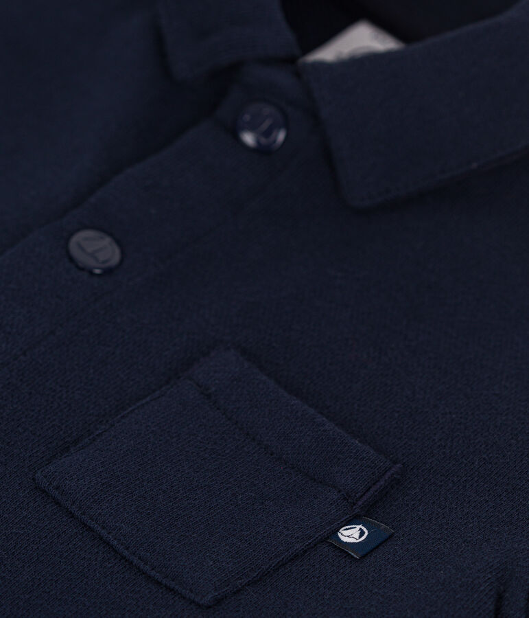 Tutina lunga in tessuto felpato per beb&egrave; blu