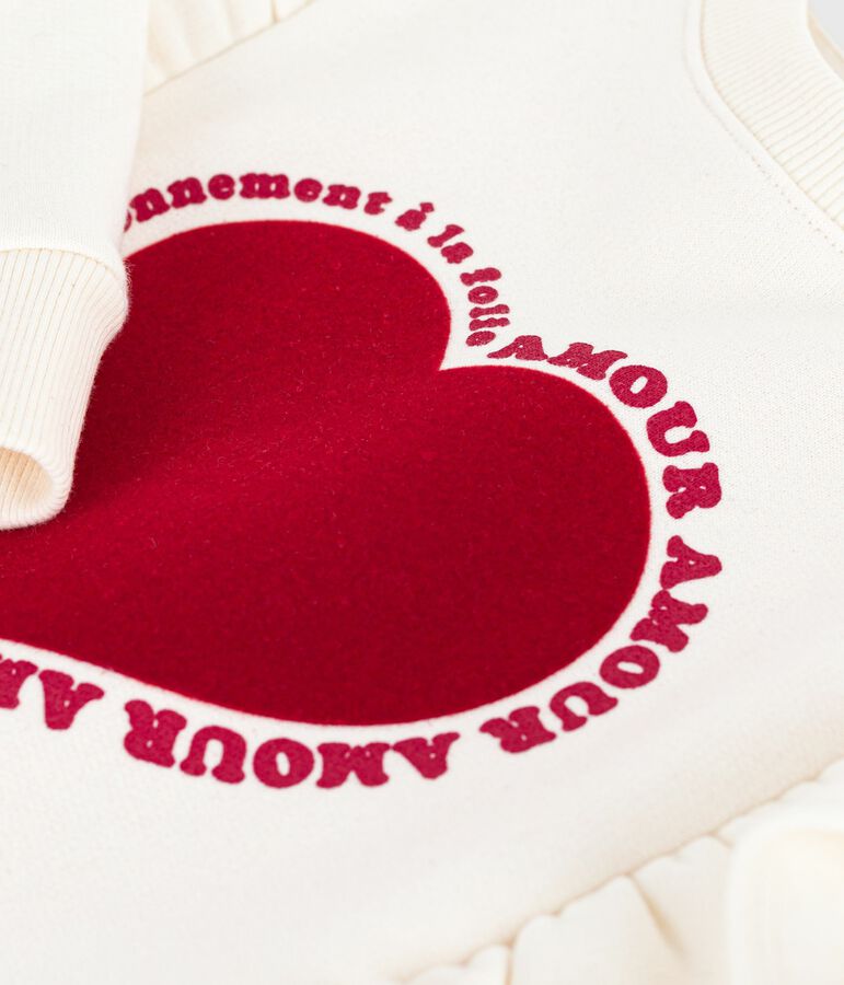 Felpa in cotone stampato bambino ecru