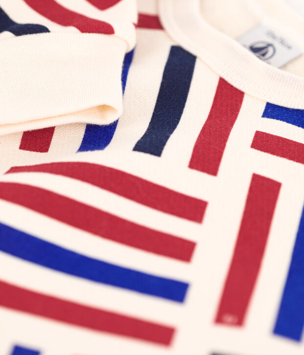 Felpa beb&egrave; con stampa grafica in tessuto felpato ecru/multicolore