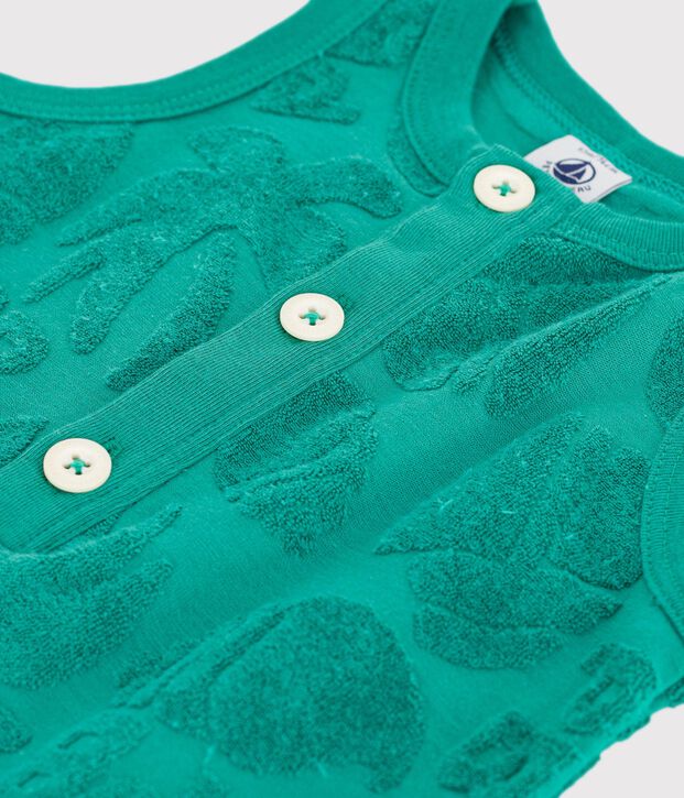 Tutina corta in cotone con motivi di palme neonato verde