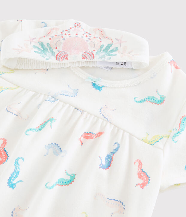 Camicia da notte in cotone bianco/multicolore