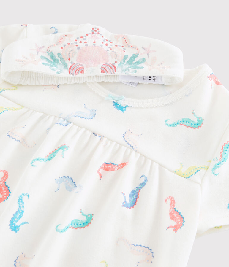 Camicia da notte in cotone bianco/multicolore