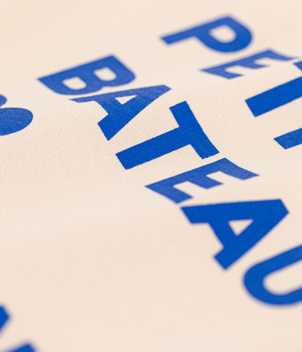 T-shirt stampata a maniche corte bambina ecru/blu