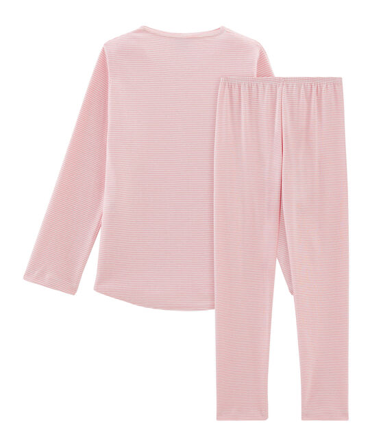 Pigiama bambina a costine rosa CHARME/bianco MARSHMALLOW