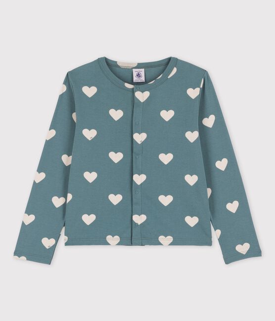 Cardigan fantasia in cotone bambina verde BRUT/bianco AVALANCHE