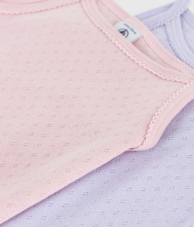 Set di canottiere bambina con spalline in cotone traforato multicolore