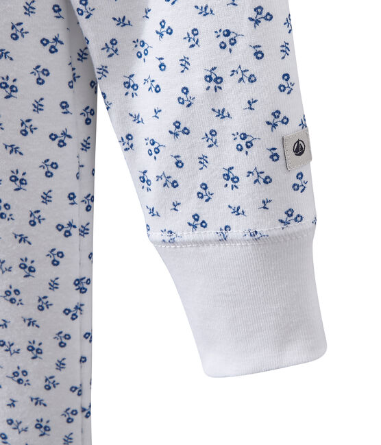 Pigiama intero bambina stampato bianco ECUME/blu BLEU