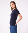 T-shirt Iconica a maniche corte a coste tinta unita donna blu SMOKING