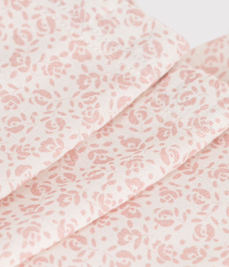 Leggings in cotone stampato per beb&egrave; bianco/rosa