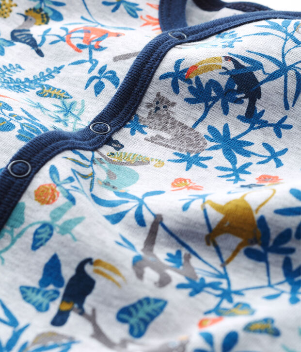 Tutina beb&eacute; maschio a costine grigio/multicolore