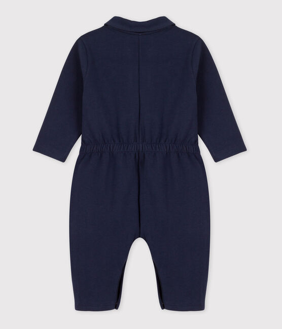 Tutina lunga in jersey spesso per neonati blu SMOKING