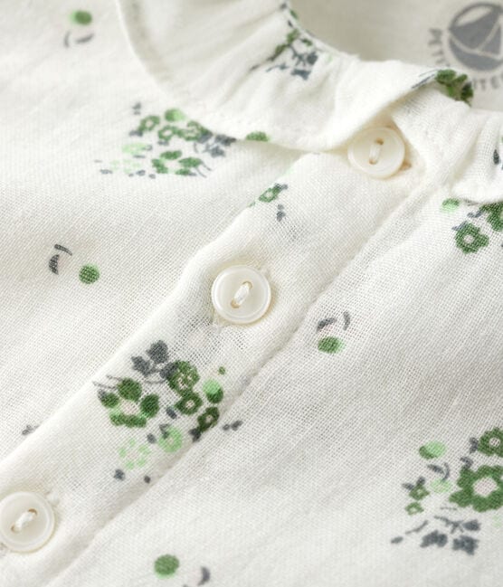 Blusa bebè in garza di cotone biologico a fiori bianco MARSHMALLOW/bianco MULTICO