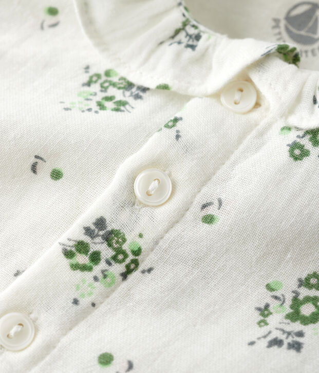 Blusa beb&egrave; in garza di cotone biologico a fiori bianco/multicolore