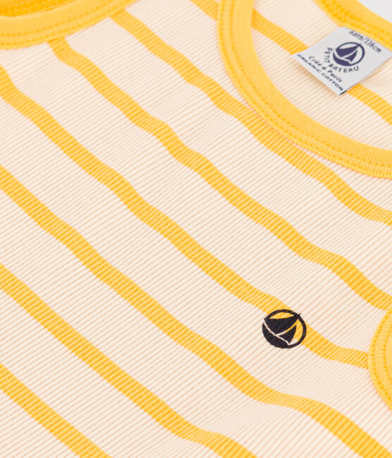 Abito smanicato in cotone bambina giallo AVALANCHE/bianco DAISY