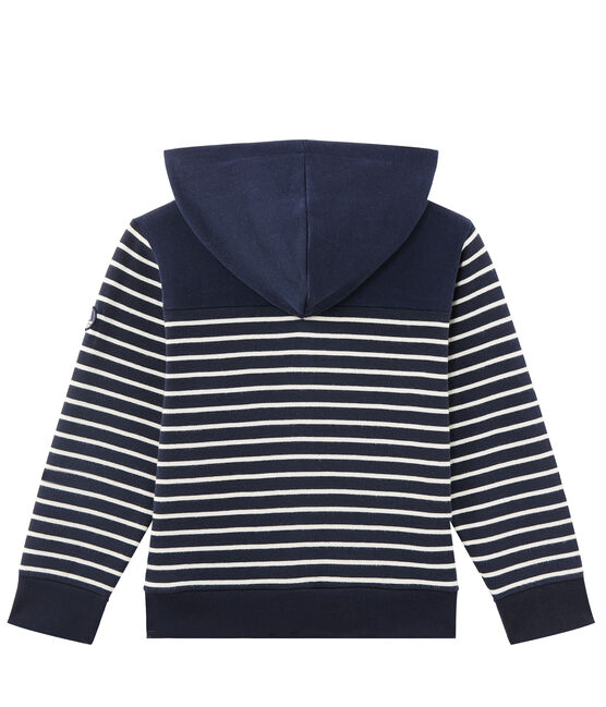 Felpa per bambino con zip a righe blu SMOKING/beige COQUILLE
