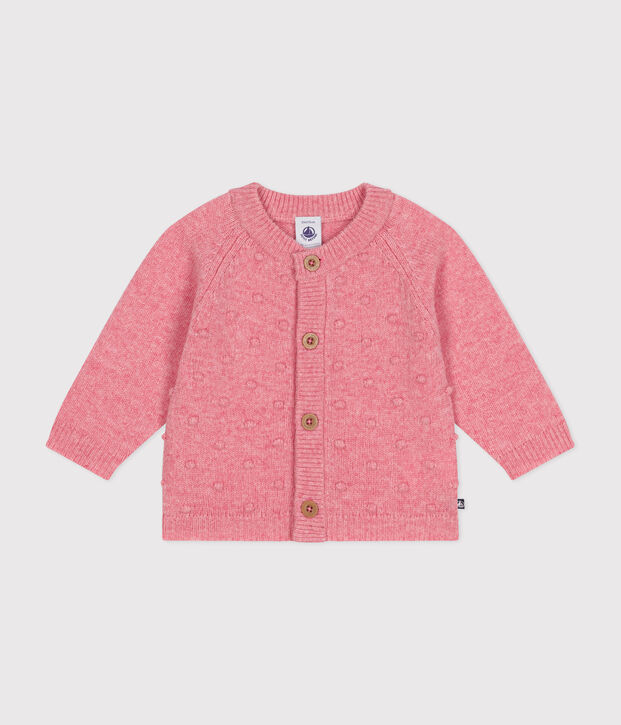 Cardigan in maglia con lana neonato rosa