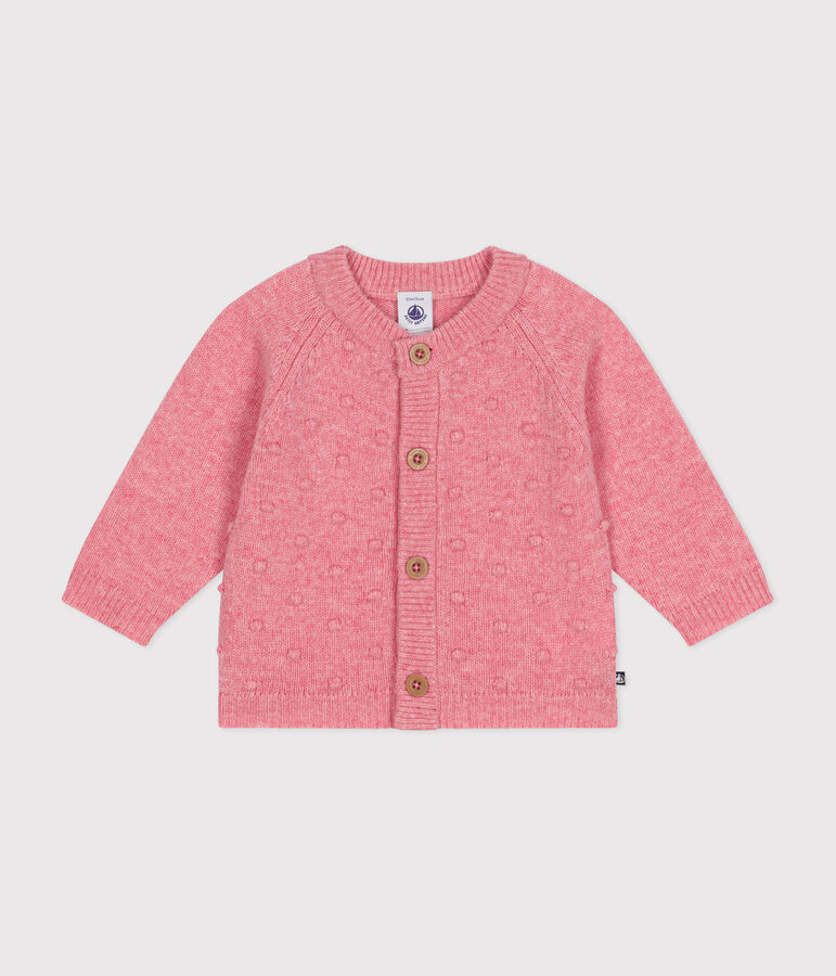 Cardigan in maglia con lana neonato rosa ROSELINE CHINE