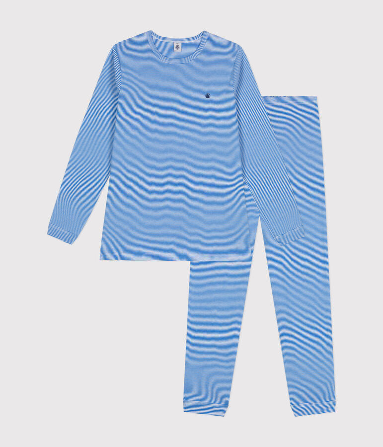 Pigiama in cotone rigato junior blu/bianco