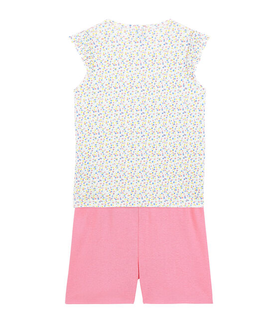 Pigiama corto bambina in lino/cotone bianco MARSHMALLOW/bianco MULTICO