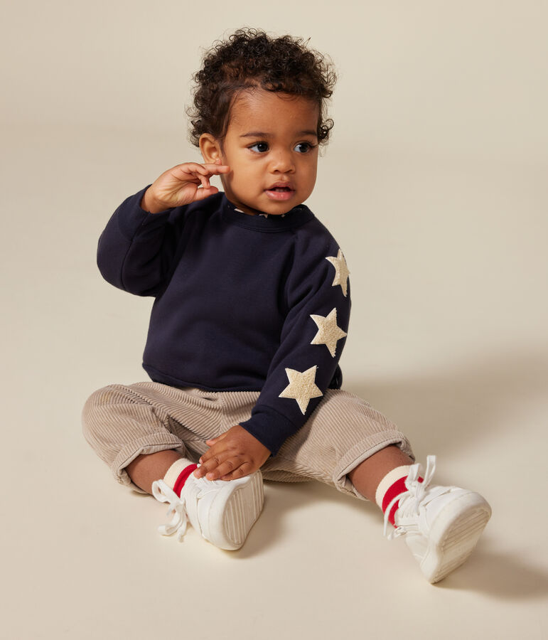 Maglia in tessuto felpato neonato blu