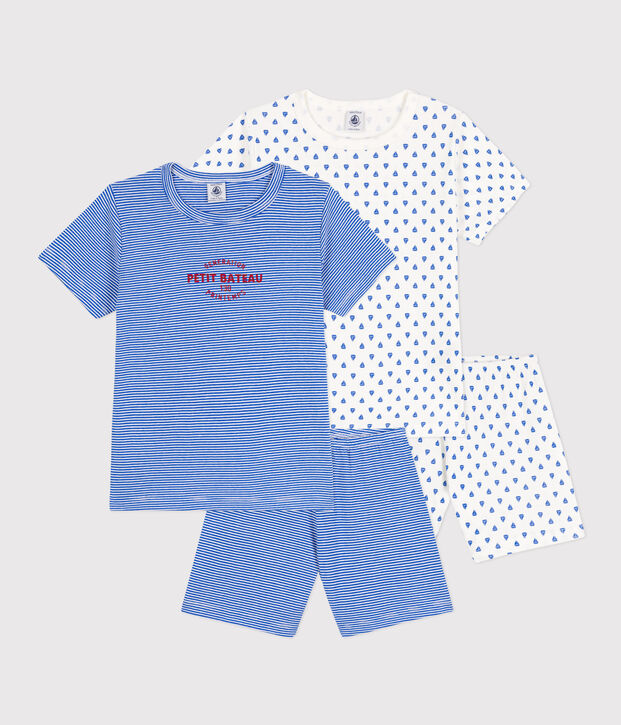 Confezione da 2 pigiami corti millerighe in cotone bambino multicolore