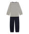 Pigiama per bambina in ciniglia beige COQUILLE/blu SMOKING