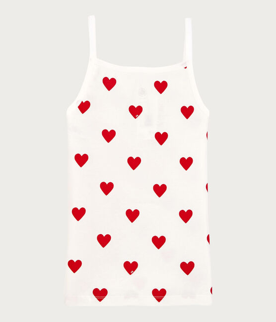 Canottiera con spalline in cotone Donna bianco MARSHMALLOW/rosso TERKUIT