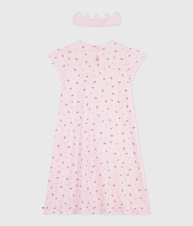Camicia da notte travestimento con diadema bambina in cotone rosa/multicolore