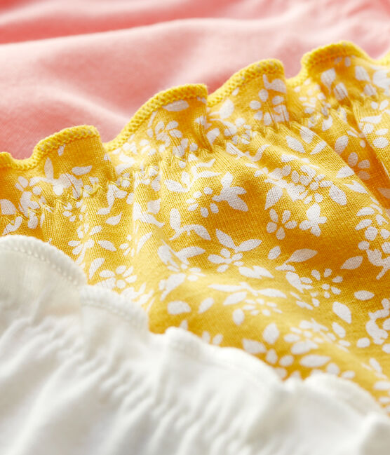 Confezione da 3 slip bambina con volant a fiori in cotone biologico variante 1