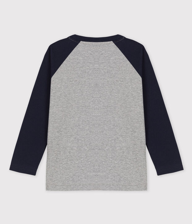T-shirt maniche lunghe in jersey bambino grigio/blu