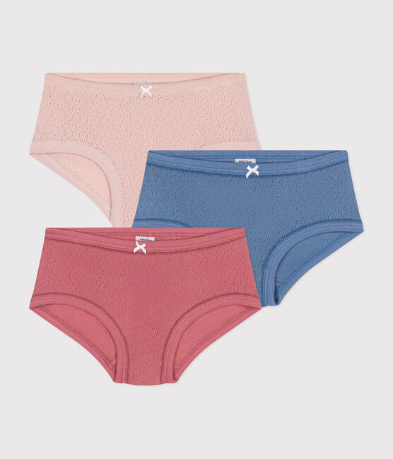 Set di 3 slip a vita alta tinta unita in cotone traforato bambino variante 1