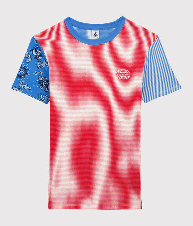 T-shirt L'ICONIQUE girocollo in cotone bio donna rosso/multicolore