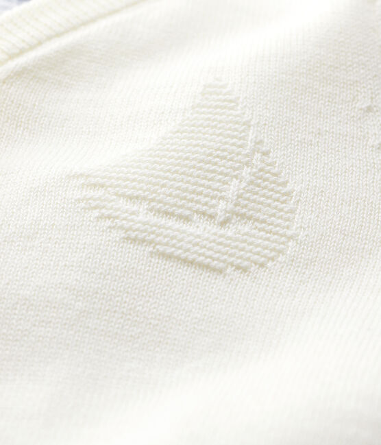 Cardigan in tricot jersey cotone/lino bebè maschio bianco MARSHMALLOW