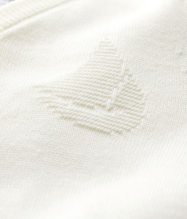 Cardigan in tricot jersey cotone/lino beb&egrave; maschio bianco