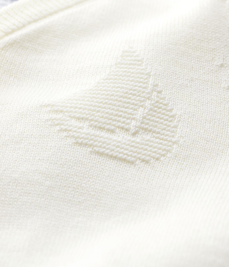 Cardigan in tricot jersey cotone/lino beb&egrave; maschio bianco