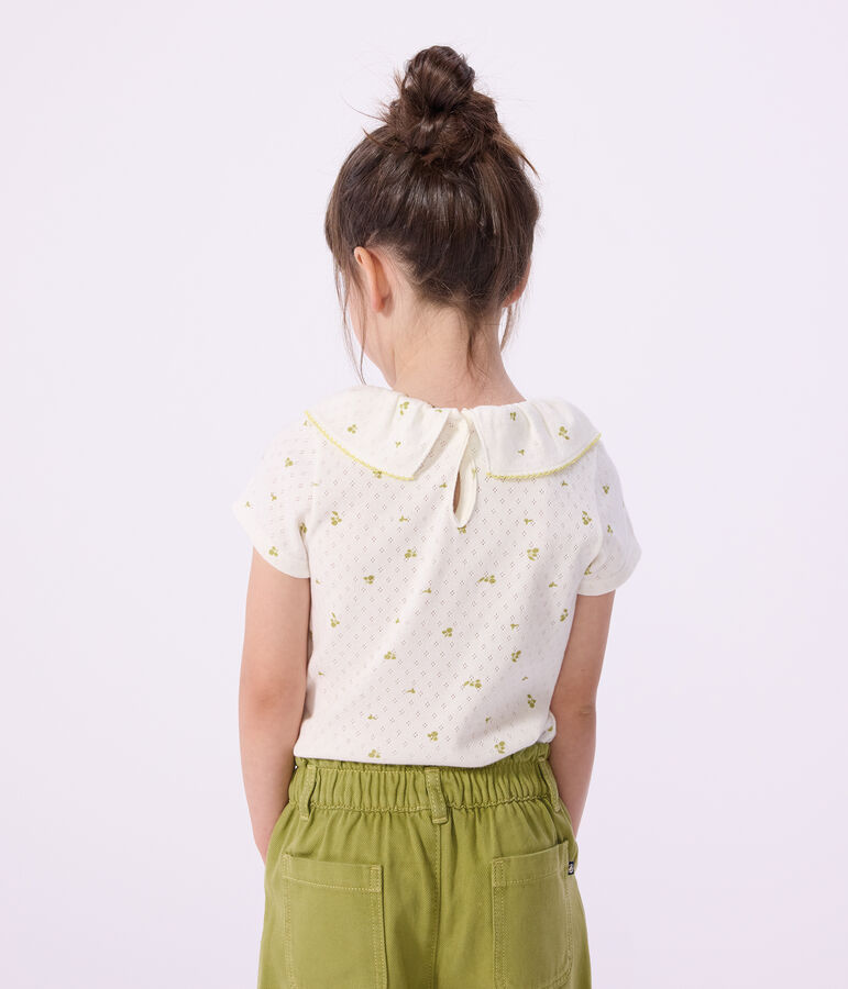 T-shirt a maniche corte in cotone con stampa a fiori bambina verde/verde