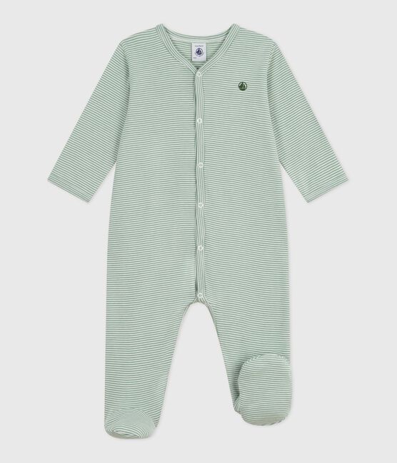 Pigiama in cotone millerighe neonato SAULE/ MARSHMALLOW