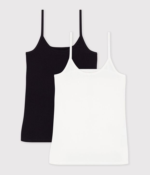 Set di canottiere da donna in cotone leggero tinta unita multicolore