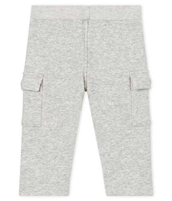 Pantalone bebè maschio in maglia di velluto grigio BELUGA CHINE
